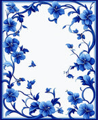 Delicate Blue Floral Vine Pattern Rug