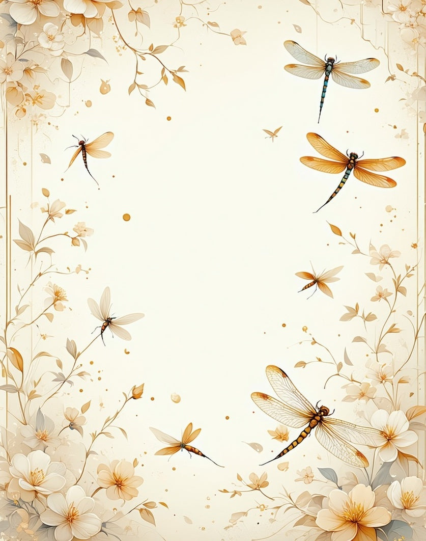 Delicate Dragonfly Floral Pattern Rug