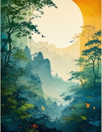 Misty Mountain Scenic Nature Landscape Rug
