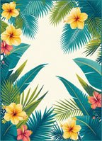 Tropical Floral And Leaf Pattern Rug