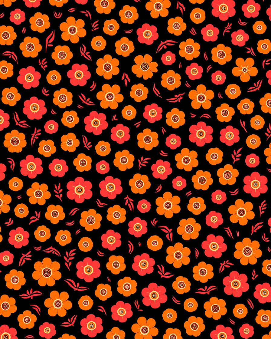 Bright Retro Floral Pattern Rug