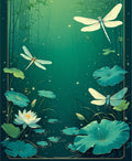 Dragonfly Lotus Pond Garden Design Rug