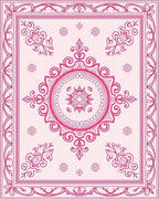 Ornate Pink Floral Medallion Design Rug
