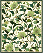 Lush Green Floral Vine Design Rug