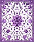 Ornate Purple Floral Scroll Rug