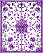 Ornate Purple Floral Scroll Rug