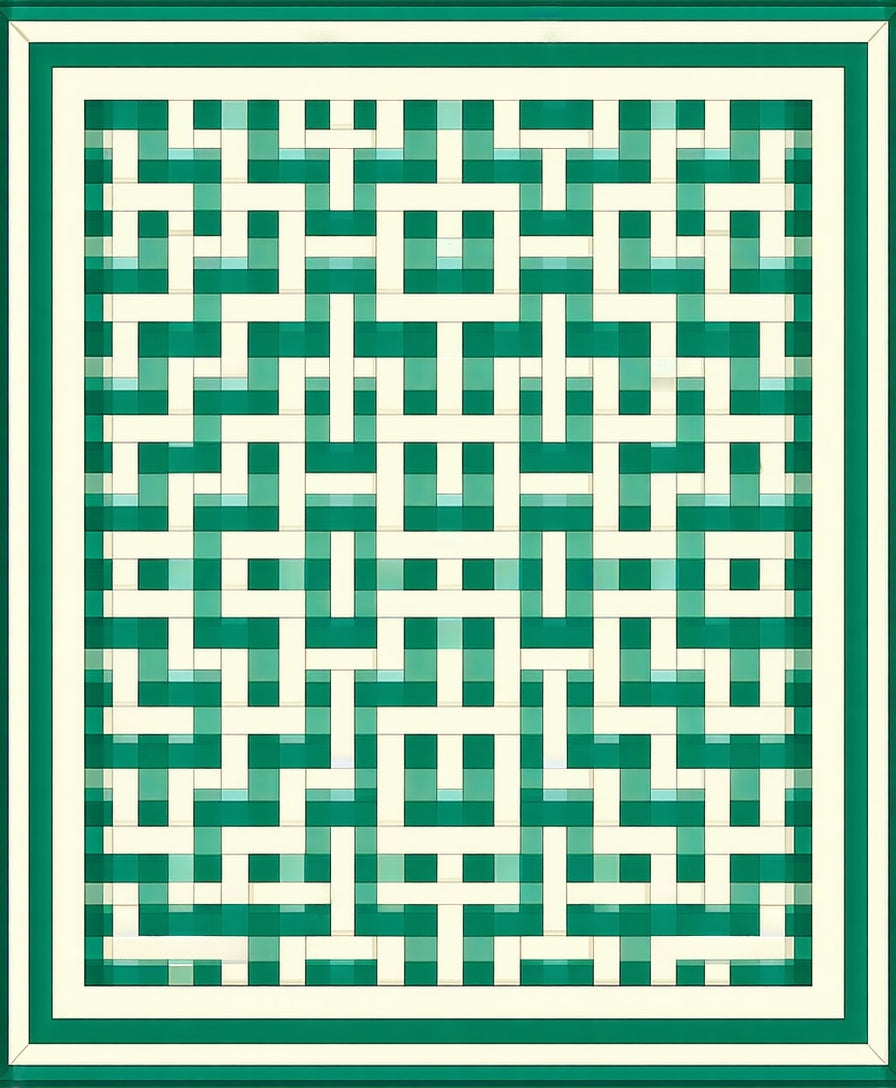 Intricate Interlocking Teal Geometric Design Rug