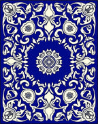 Royal Blue Floral Scroll Pattern Rug