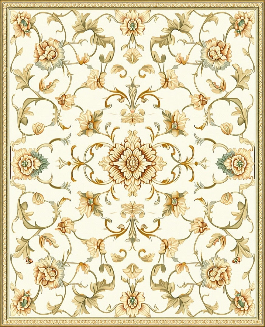 Classic Floral Vine Cream Rug