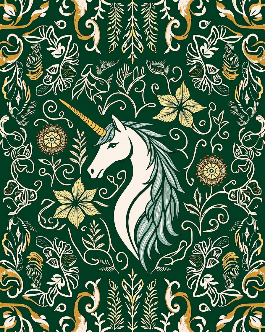 Ethereal Unicorn Floral Pattern Design Rug