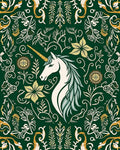 Ethereal Unicorn Floral Pattern Design Rug