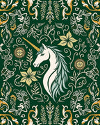 Ethereal Unicorn Floral Pattern Design Rug