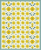 Yellow Floral Pattern Tile Rug