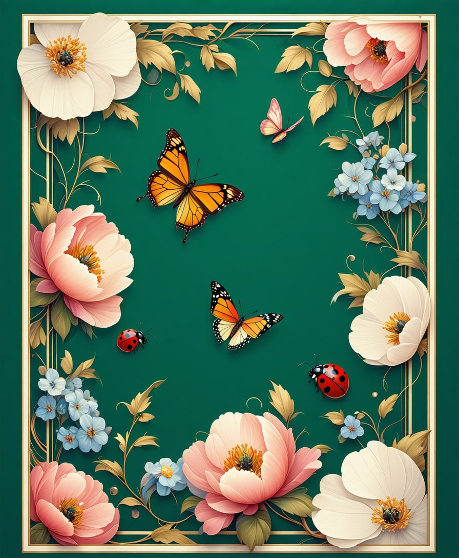 Floral Butterflies Garden Pattern Rug