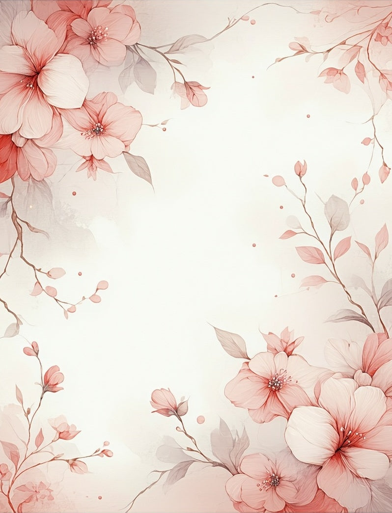 Delicate Blossom Branches Patterned Rug