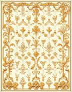 Ornate Golden Floral Scroll Rug