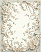 Elegant Floral Swirl Border Design Rug
