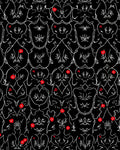 Minimalist Red Floral Black Scroll Rug