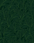 Emerald Green Leafy Botanical Line Art Rug