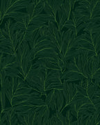 Emerald Green Leafy Botanical Line Art Rug