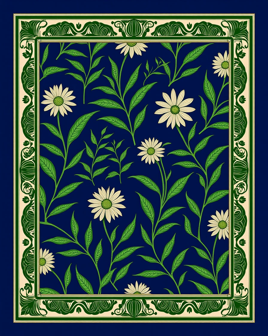 Art Nouveau Floral Vine Pattern Rug