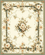 Ornate Floral Vintage Scroll Pattern Rug