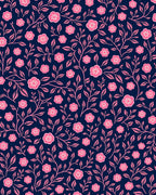 Pink Floral Vine Patterned Rug