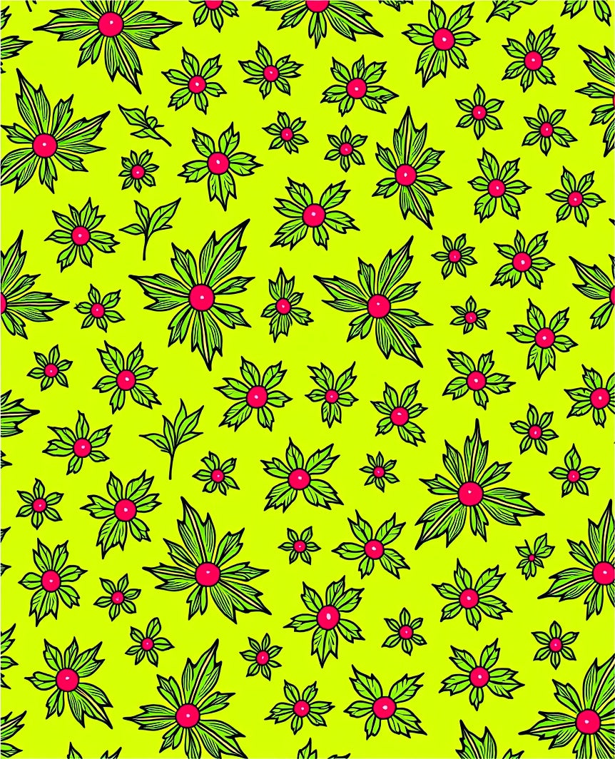 Vibrant Lime Green Floral Medallion Rug