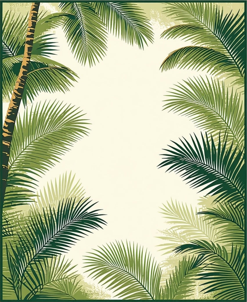 Tropical Palm Leaf Pattern Rug
