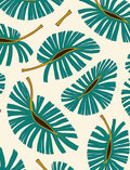 Teal Fan Leaf Pattern Rug