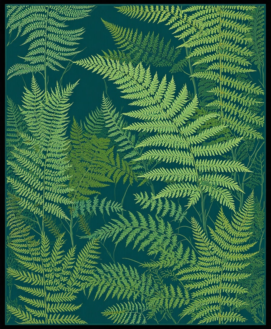Forest Fern Botanical Print Rug