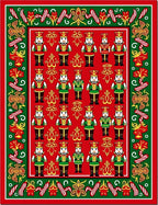 Festive Red Nutcracker Soldier Border Rug