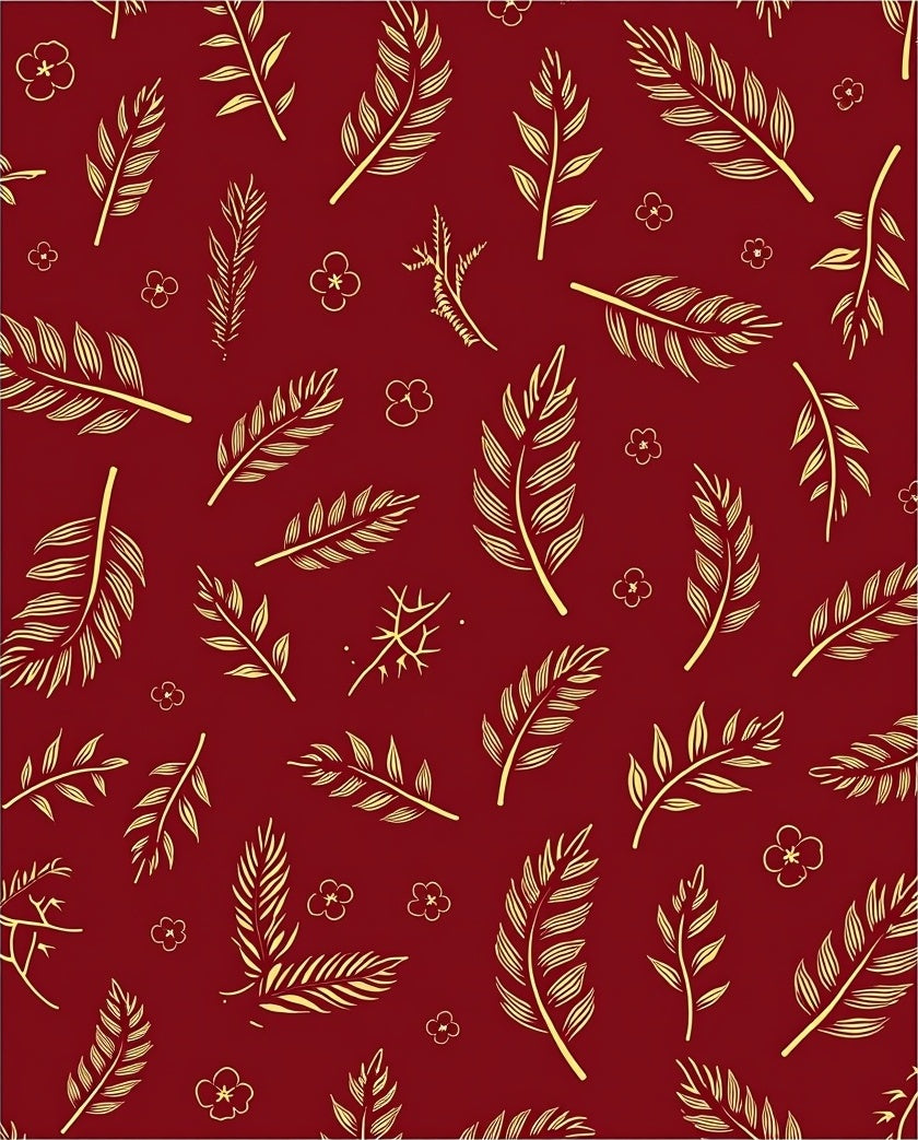 Golden Feather and Flower Scatter Rug
