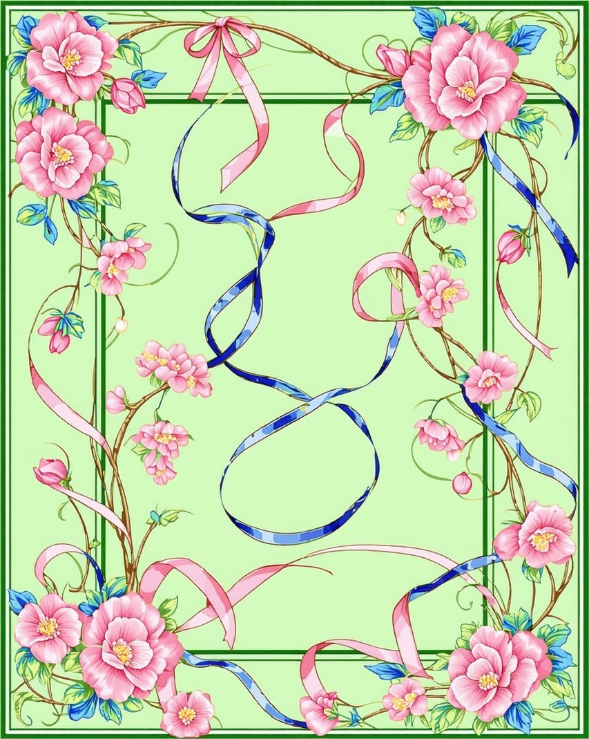 Floral ribbons and vine pattern Rug