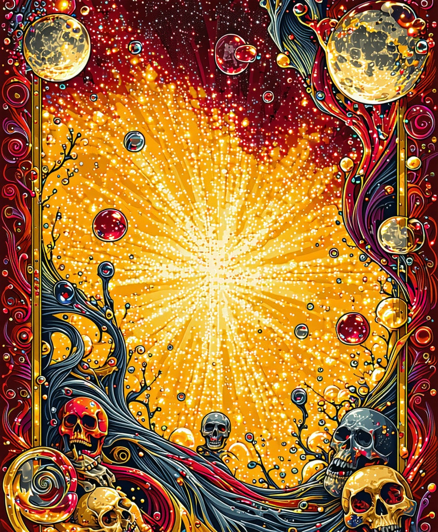 Vibrant Celestial Skull Nebula Rug