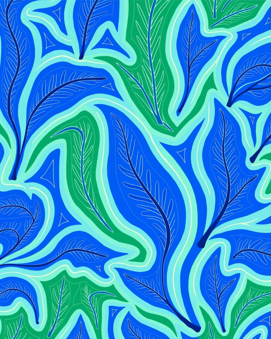 Abstract Blue and Green Swirls Rug