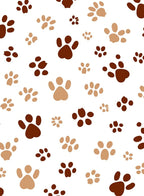Brown Beige Paw Prints Scattered Rug