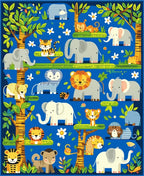 Playful Jungle Animals With Trees Rug