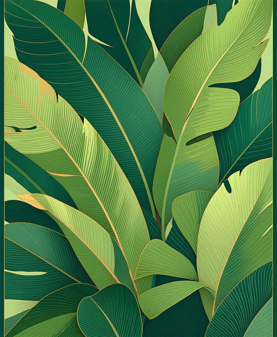 Lush Tropical Leaf Pattern Rug