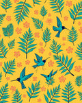 Tropical Ferns and Hummingbirds Pattern Rug