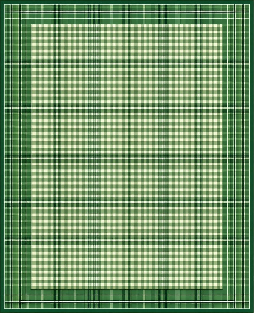 Classic Green Tartan Checkered Design Rug