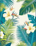 Tropical Hibiscus Palm Leaf Pattern Rug