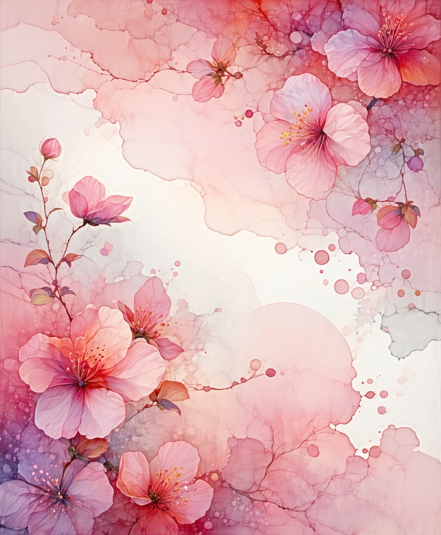 Soft Pink Blossom Watercolor Design Rug