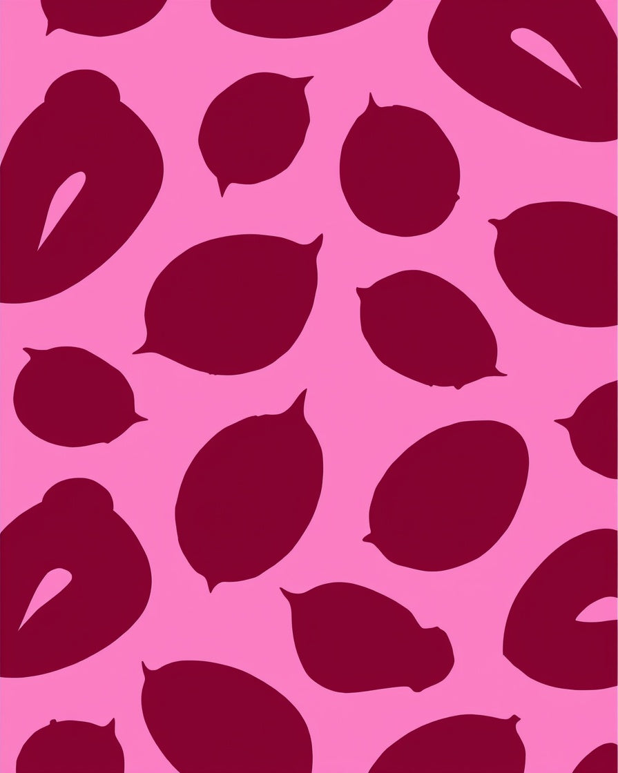Pink Burgundy Large Fruit Pattern Rug