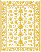 Golden Yellow Floral Vine Pattern Rug