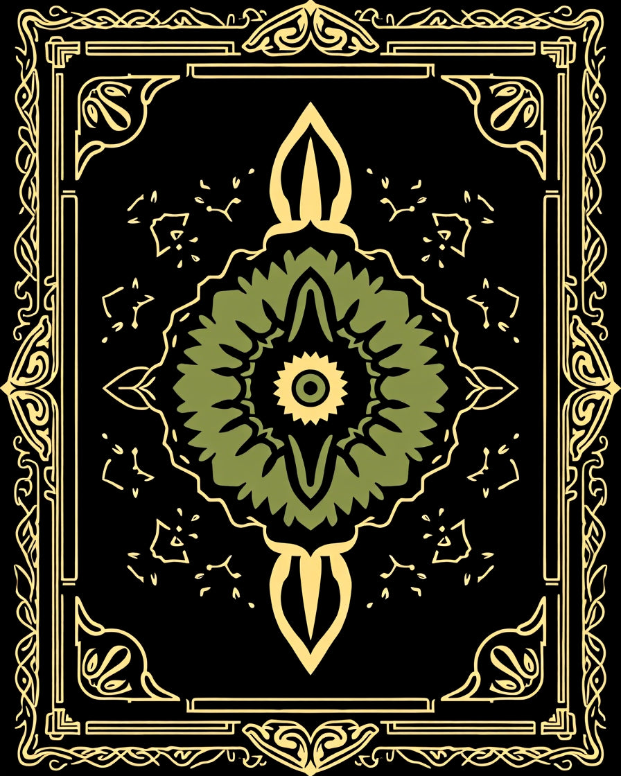 Emerald Floral Mandala Art Rug
