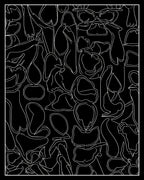 Abstract White Line Art Collage Rug