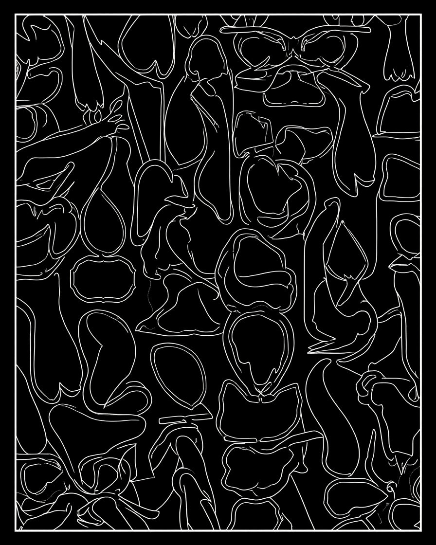 Abstract White Line Art Collage Rug