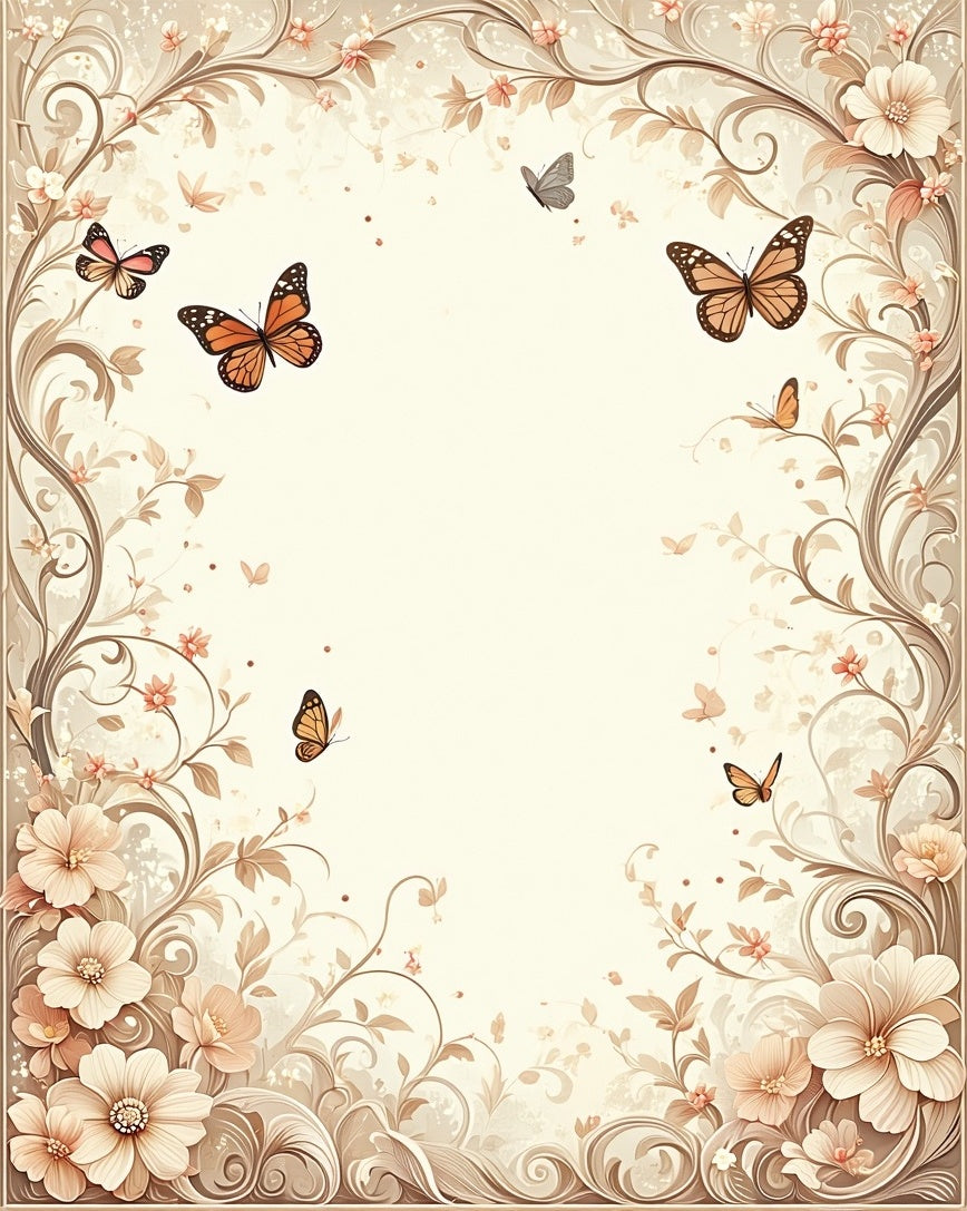 Floral Butterfly Swirl Pattern Rug