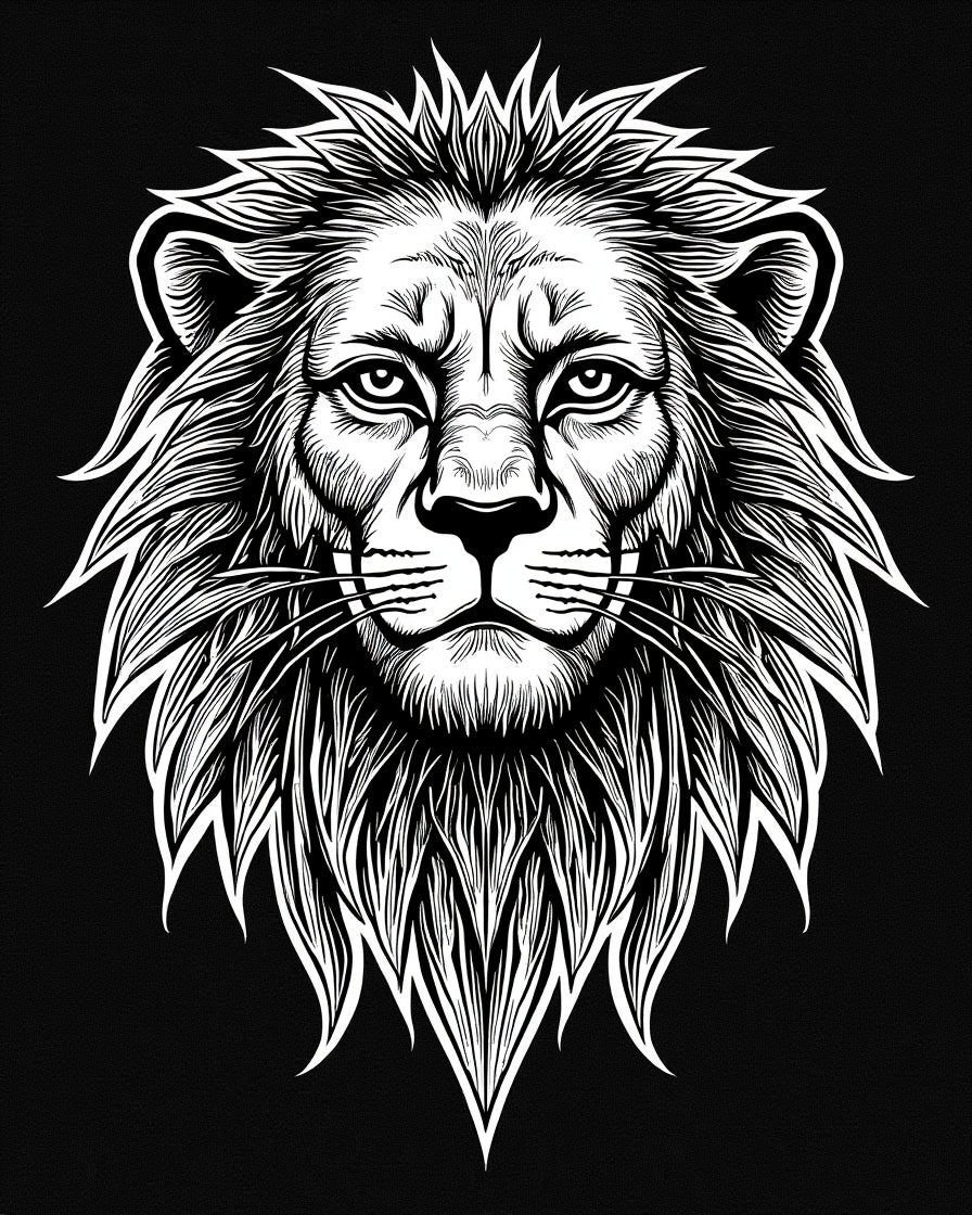 Bold Lion Head Monochromatic Design Rug